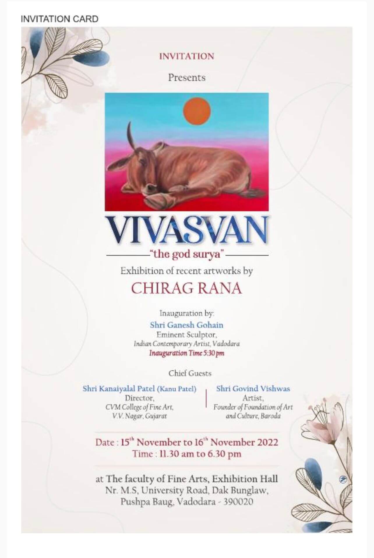 Vivasvan – The God Surya - Exhibition of recent artworks by  Chirag Rana